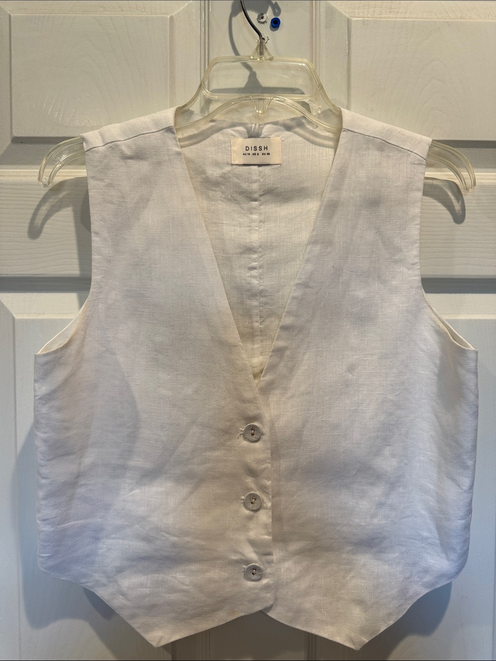 Dissh White Linen Vest Top